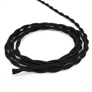 Ретро кабель витой 2x1,5 Черный винтаж Lindas 62150 (1 метр)