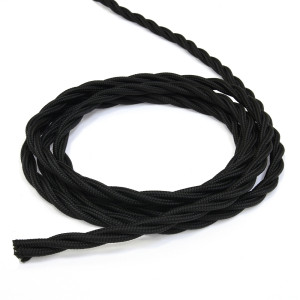 Ретро кабель витой 3x1,5 Черный винтаж Lindas 63150 (1 метр)
