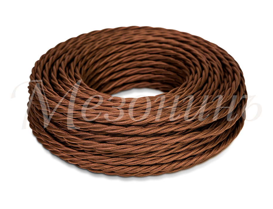 Ретро кабель витой 2x1,5 Шоколад, ТМ МезонинЪ GE70141-17 (1 метр)