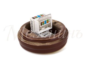 Розетка фарфоровая компьютерная RJ45 без кольца, Коричневый, ТМ МезонинЪ GE70341-04K