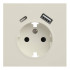 Лицевая панель розетки с З/К и USB зарядкой A+C, Кремовый сатин, Rikkett 35637 MC