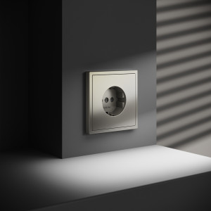 Розетка с З/К и шторками, Шелк, VOLTUM S70 VLS040204