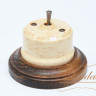 Выключатель керамика тумблерный 1 кл. проходной, кедр с медной ручкой Lindas 34524-C