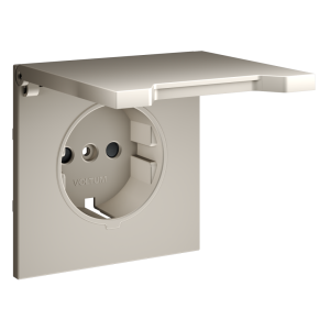 Лицевая панель для розетки с З/К, шторками и крышкой, Кашемир, S70 Voltum VLS000803