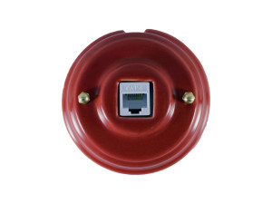 Розетка комп. RJ45 cat.6, керамика, Гранатовый Granato, золотистая фурнитура, Leanza РК6ГЗ
