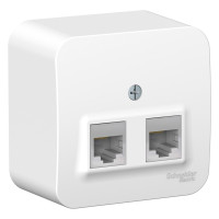 Розетка О/У двойная комп. RJ45 кат.5E + телеф. RJ11, Белый, Blanca SE BLNIA045111
