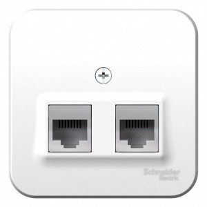 Розетка О/У двойная комп. RJ45 кат.5E + телеф. RJ11, Белый, Blanca SE BLNIA045111