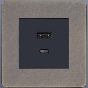 Розетка USB для быстрой зарядки Type A+C, Антик, Leon Salvador SBAN66A6A12