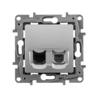 Розетка комп.+телеф. RJ45+RJ11 Cat. 5e, алюминий, Etika Legrand 672452