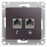 Розетка двойная комп. RJ45 cat 5e + телеф. RJ11, Сиреневый туман, Glossa SE GSL001485