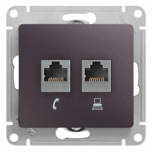 Розетка двойная комп. RJ45 cat 5e + телеф. RJ11, Сиреневый туман, Glossa SE GSL001485
