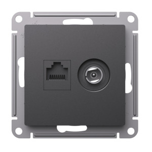 Розетка комп.+тв. RJ45+TV Cat. 5e, Базальт, AtlasDesign SE ATN001489