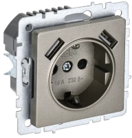 Розетка с З/К и USB зарядкой, тип А+А 3,1А, Шампань, Brite IEK BR-R14-16-U21-D31-K37