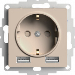 Розетка с З/К и USB зарядкой, тип А+A, Песочный, AtlasDesign SE ATN001230
