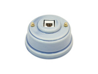 Розетка комп. RJ45 cat.6, керамика, небесно-голубой celeste, золотистая фурнитура, Leanza РК6НЗ
