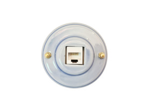 Розетка комп. RJ45 cat.6, керамика, Hебесно-голубой Celeste, золотистая фурнитура, Leanza РК6НЗ