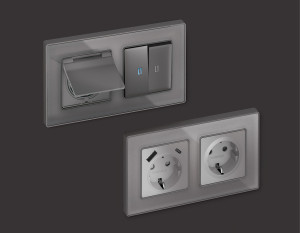 Рамка 2 местная стекло органическое, Антрацит серый, ALFA Arctic Ambrella Volt AF580652