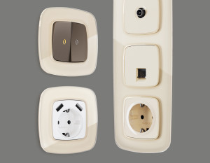 Рамка 4 местная стекло органическое, Бежевый, OMEGA Radian Ambrella Volt OF320304