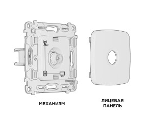 Розетка телевизионная TV оконечная, Сталь матовый, OMEGA Quant Ambrella Volt MO513010