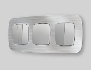 Лицевая панель выключателя 2 кл., Серебро глянец, OMEGA Quant Ambrella Volt OP4030