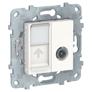 Розетка комп.+телев. RJ45+TV Cat. 6, Белый, Unica New Schneider NU547018