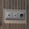 Лицевая панель розетки HDMI, Сталь матовый, ALFA Quant Ambrella Volt AP5140