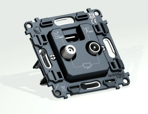 Механизм розетки телевизионной TV оконечной+SAT, Quant Ambrella Volt VM217