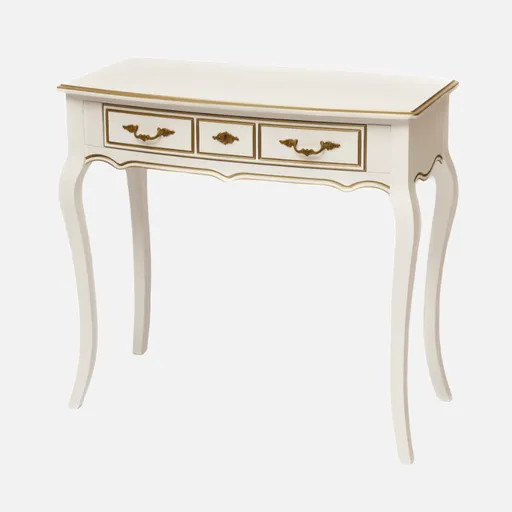 Консоль Селина из массива березы, Слоновая кость с золотом, TADORNA 2703-VG-G