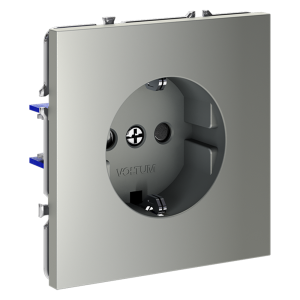 Розетка с З/К и шторками, Сталь, VOLTUM S70 VLS040205