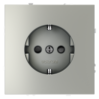 Розетка с З/К и шторками, Сталь, VOLTUM S70 VLS040205