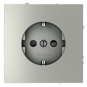 Розетка с З/К и шторками, Сталь, VOLTUM S70 VLS040205