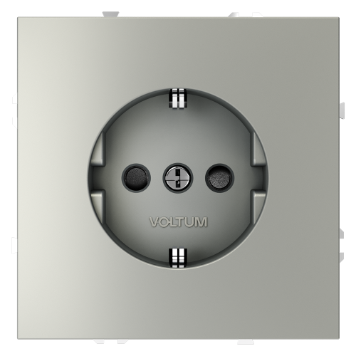 Розетка с З/К и шторками, Сталь, VOLTUM S70 VLS040205