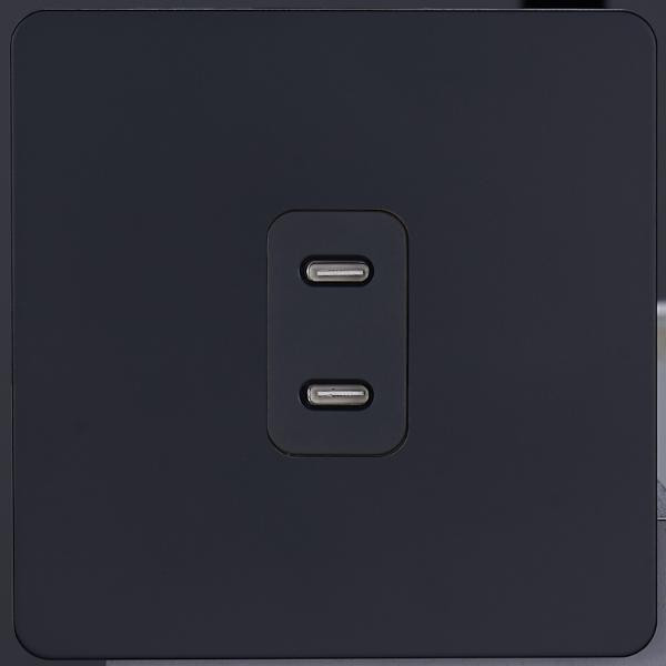 Розетка 2-ая USB для быстрой зарядки Type C, Черный, Leon Salvador SBAN11A1A12