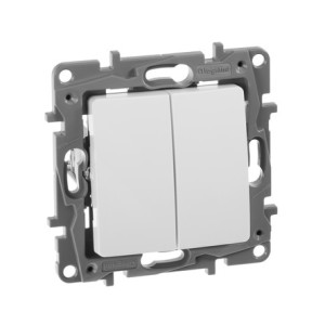 Выключатель 2 клав., белый, Etika Legrand 672202