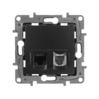 Розетка комп.+телеф. RJ45+RJ11 Cat. 5e, антрацит, Etika Legrand 672652