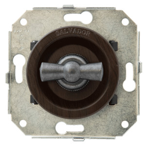 Выключатель повор. на 2 положения проходной (внутренний монт.), венге/серебро, Salvador CL11WG.SL