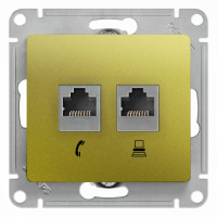Розетка двойная комп. RJ45 cat 5e + телеф. RJ11, Фисташковый, Glossa SE GSL001085