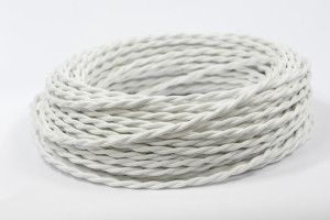 Ретро кабель витой 2x1,5 белый шелк (бухта 50 м.), Interior Wire ПРВ2150-БЕЛШ