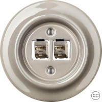 Розетка комп. фарфоровая RJ45 cat.6е, капучино глянцевый, Katy Paty LUGsCat6a 