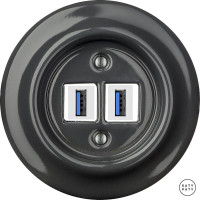 Розетка USB для зарядки, графит глянцевый, Katy Paty CRGsUSBw 