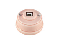 Розетка комп. RJ45 cat.6, керамика, розовый rosa, серебристая фурнитура, Leanza РК6ДС