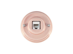 Розетка комп. RJ45 cat.6, керамика, Розовый Rosa, серебристая фурнитура, Leanza РК6ДС