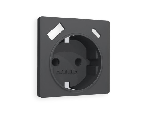 Лицевая панель розетки с З/К и USB зарядкой А+C с шторками, Графит Мягкое касание, ALFA Quant Ambrella Volt AP9100
