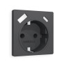 Лицевая панель розетки с З/К и USB зарядкой А+C с шторками, Графит Мягкое касание, ALFA Quant Ambrella Volt AP9100