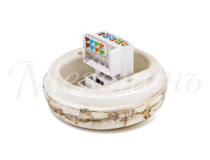 Розетка фарфоровая компьютерная RJ45 без кольца, Дворцовый мрамор, ТМ МезонинЪ GE70341-19K
