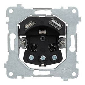 Механизм розетки с З/К и USB зарядкой A+C, Rikkett 32137