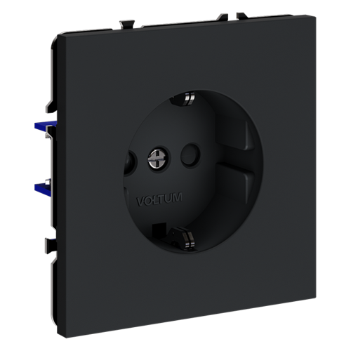Розетка с З/К и шторками, Графит, VOLTUM S70 VLS040207