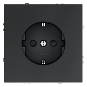 Розетка с З/К и шторками, Графит, VOLTUM S70 VLS040207