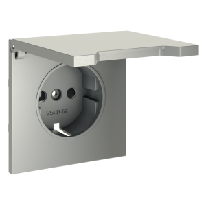 Лицевая панель для розетки с З/К, шторками и крышкой, Сталь, S70 Voltum VLS000805