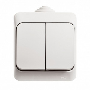 Выключатель 2 кл. 10А 250В, IP44, Белый, Этюд SE BA10-042B